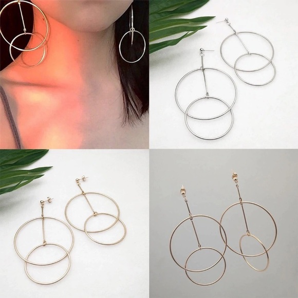 NEW!💙💎MODERN MINIMALIST CIRCLE HOOPS!💎💙GOLDEN! - Picture 4 of 8